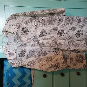 Liz & me button up shirt size 1X white black accents cotton polyester blend